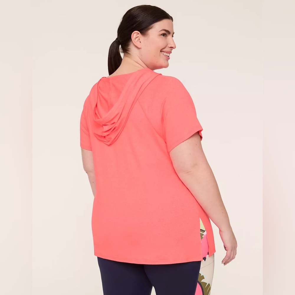 Lane Bryant Livi Coral Short Sleeve Hooded Top Size 18/20 - Picture 2 of 6